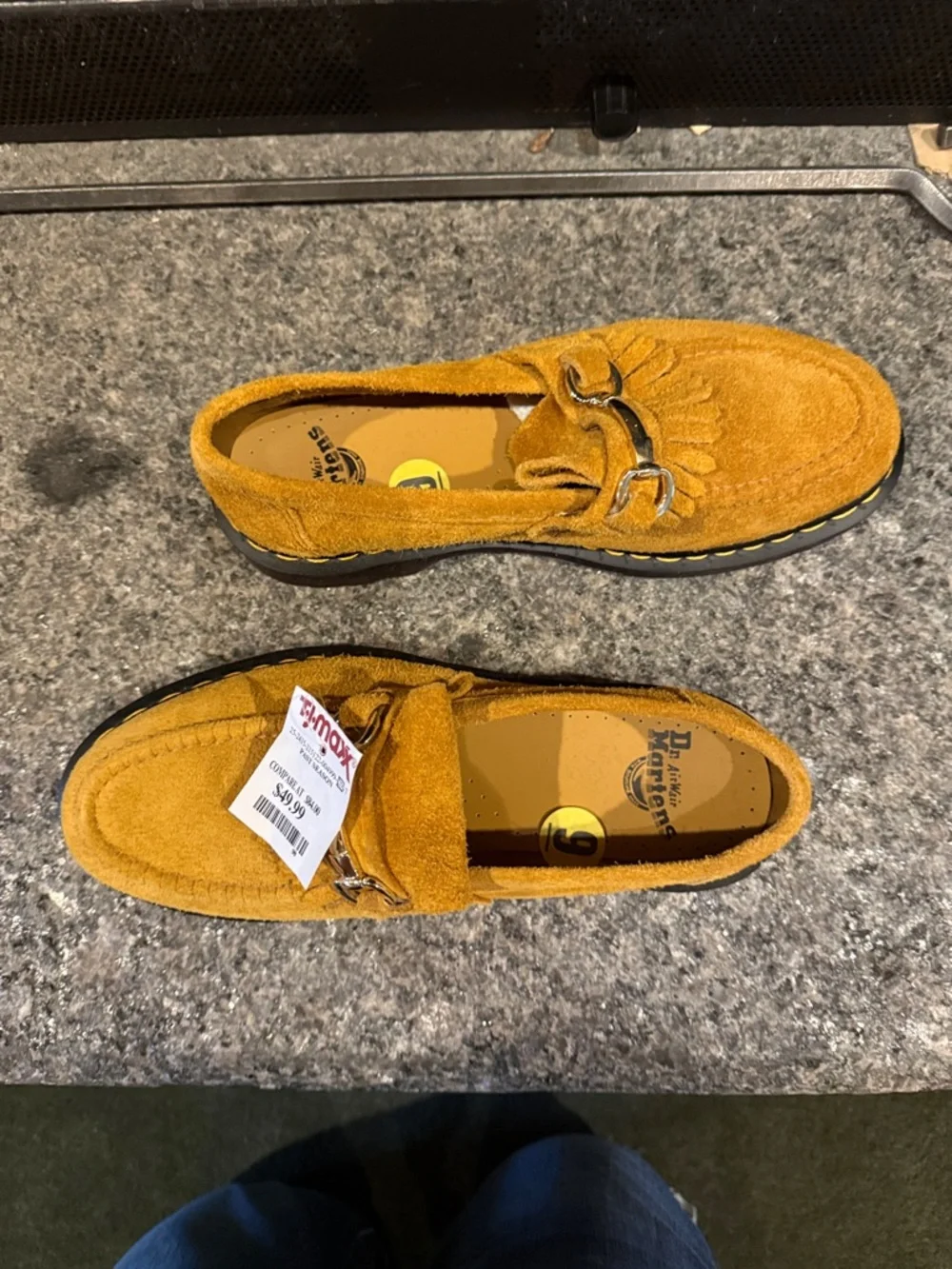 DR. MARTENS women’s Adrian Snaffle Tassel Mustard Suede Loafers - Picture 3 of 16